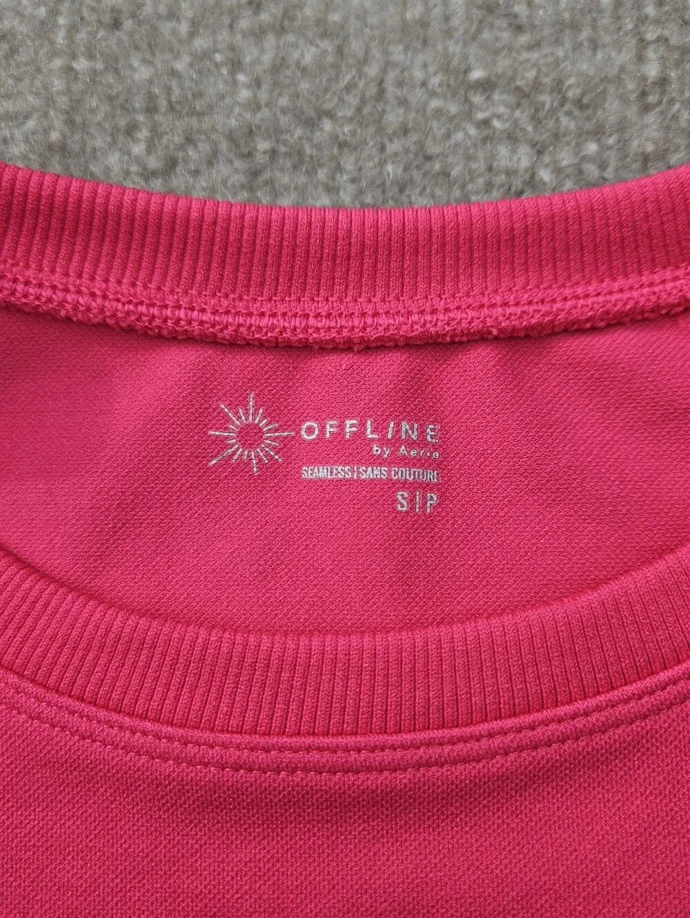 Offline by Aerie Seamless Workout Crop Top Size Small Short Sleeve Bright Pink - Picture 5 of 12